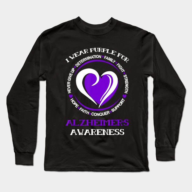 I WEAR PURPLE FOR ALZHEIMER AWARENESS NEVER GIVE UP Gift Long Sleeve T-Shirt by thuylinh8